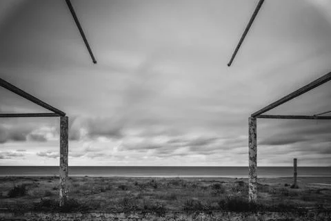 Abandoned and rusty bathing beach Stock Photos