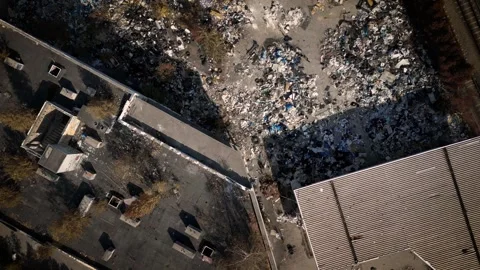 Abandoned area full of trash, debris, and ruined items. Abandoned buildings.. Stock Footage 285546065