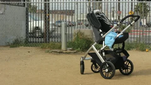 Abandoned Baby Stroller Stock Footage 11360904