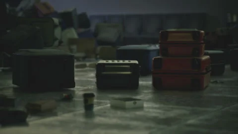 Abandoned baggage in vacant zone highlights urgent emergency moments Stock Footage 341818682