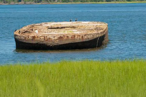 Abandoned barge Foto stock