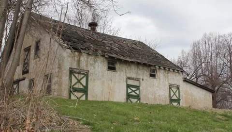 Abandoned Barn On Grassy Knoll Stock Footage 2645284