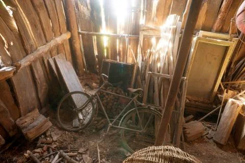 Abandoned barn interior Stock Photos