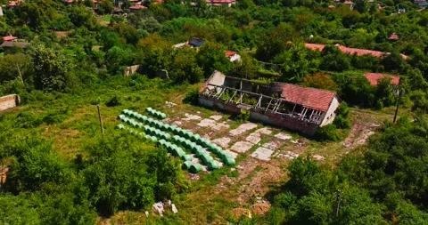 Abandoned Barn Structure With Collapsed Roof In Remote Village Rural Eastern Stock Footage 300442771