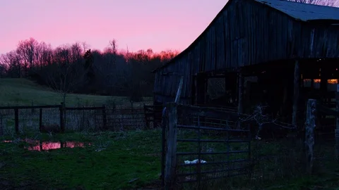Abandoned Barn At Sunset Beautiful Stock Footage 90353972