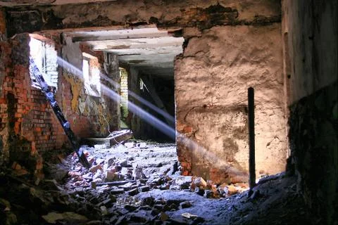An abandoned basement, a ray of light Stock Photos