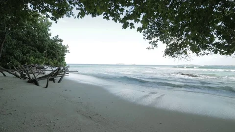 Abandoned beach on an island Stock Footage 82484895