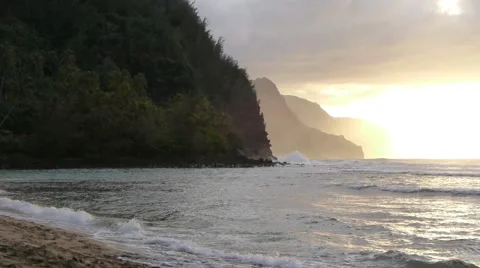 Abandoned Beach Near Dusk Sunset Stock Footage 1046285