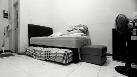 Abandoned Bed, Black and White Stock Footage 333473657