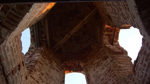 Abandoned bell Tower from inside Stock Footage 110732266