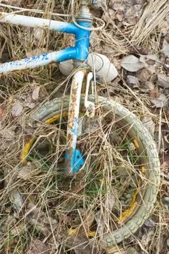 Abandoned bike as beautiful junk Stock Photos