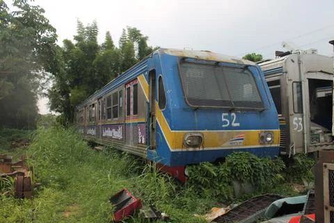 Abandoned Blue Train Stock Photos