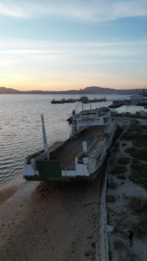 Abandoned Boat on a beach Stock Footage 330126945