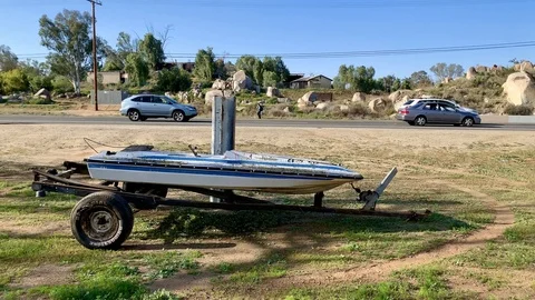 Abandoned boat Stock Footage 126307527