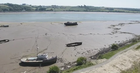 Abandoned Boats - Devon UK Stock Footage 77179461