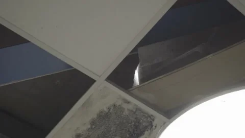 Abandoned Bowling - broken ceiling (s-log 2) Stock Footage 159972821