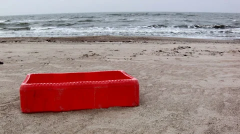 Abandoned box at the Baltic sea beach Stock Footage 35504599