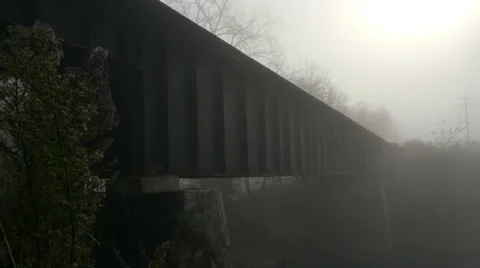 Abandoned Bridge Fog Fall Stock Footage 42965975