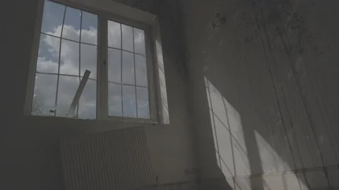 Abandoned - Broken window and sky 스톡 동영상 160338906