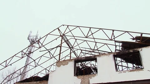 Abandoned building after the fire Stock Footage 83271152