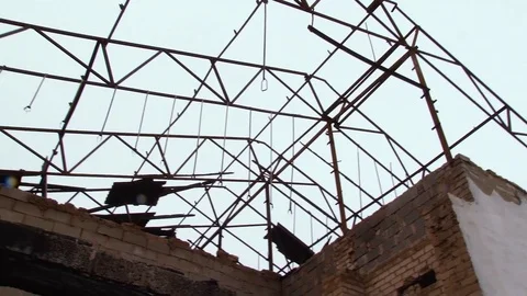 Abandoned building after the fire Stock Footage 83271194