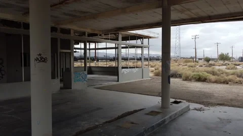Abandoned Building and Moving Train Stock Footage 163692219