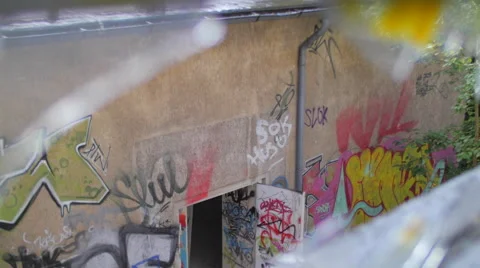 Abandoned building with broken windows Stock Footage 58497601