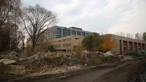 Abandoned building on construction site Stock Footage 119192442
