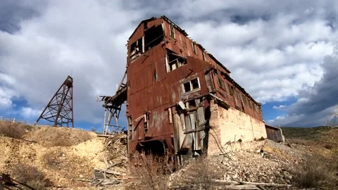 Abandoned Building at a Derelict Mining Operation |Handheld 4k 60FPS Stock Footage 136671378