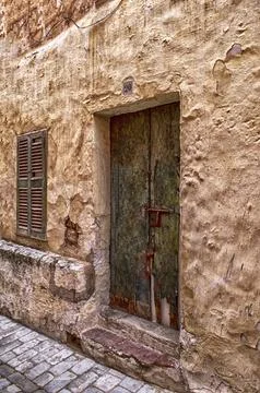 Abandoned building facade. Stock Photos