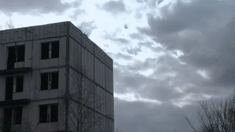 Abandoned Building in Ghost Town Eastern Europe Stock Footage 139691480