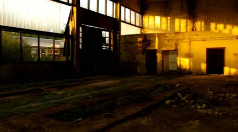Abandoned Building Illuminated by Sunset Video stock 41765474