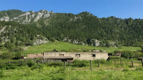 An abandoned building in mountains Stock Footage 93034115