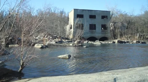 Abandoned Building Next To A River Stock Footage 47463581