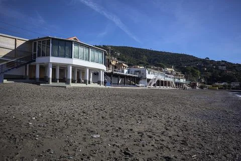 Abandoned building by the seaside Stock Photos