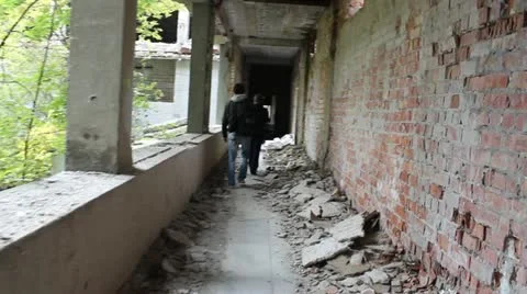 Abandoned building with steadicam Stock Footage 12256009