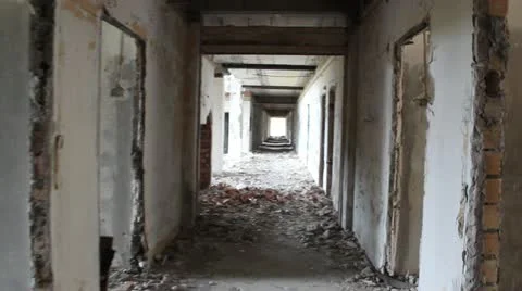 Abandoned building with steadicam Stock Footage 12256074
