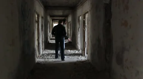 Abandoned building with steadicam Stock Footage 12256128