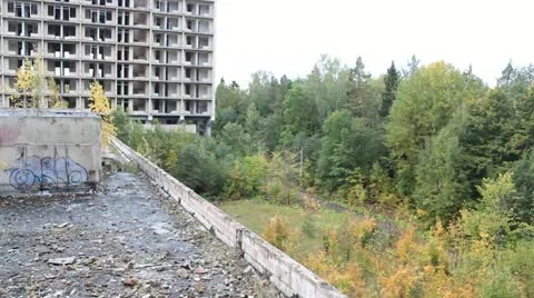 Abandoned building with steadicam Stock Footage 12256137