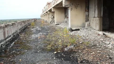 Abandoned building with steadicam Stock Footage 12256163