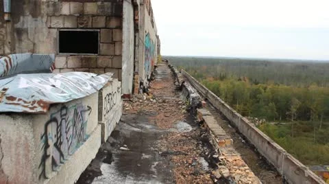 Abandoned building with steadicam Stock Footage 12256192