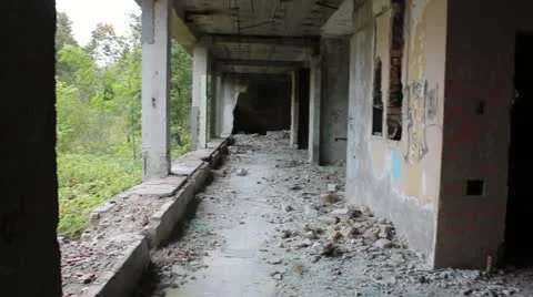 Abandoned building with steadicam Stock Footage 12256216