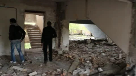 Abandoned building with steadicam Stock Footage 12256277