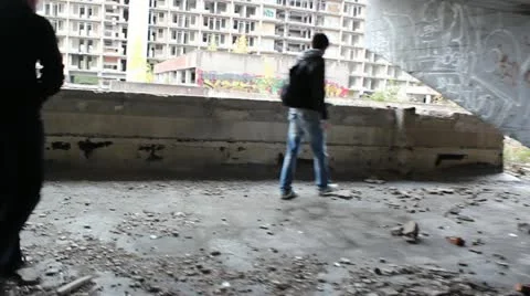 Abandoned building with steadicam Stock Footage 12256327