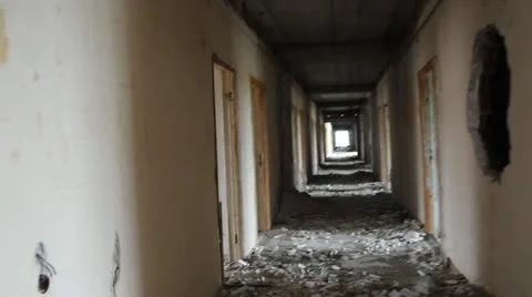 Abandoned building with steadicam Stock Footage 12256372
