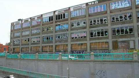 Abandoned Building Off Thru-Way Stock Footage 690042