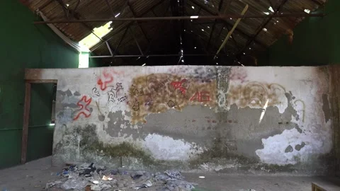Abandoned building with trash on floor. Stock Footage 141168559