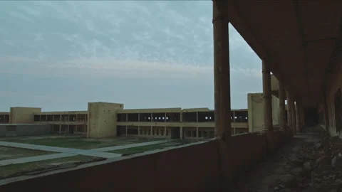 Abandoned building under a cloudy sky Stock Footage 330567398