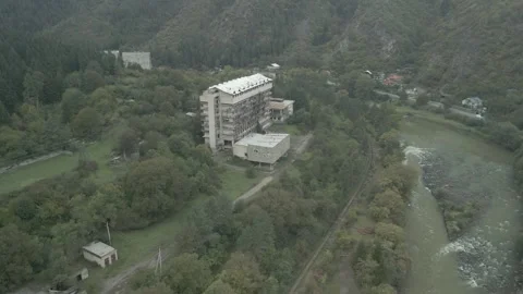 Abandoned building in a valley Stock Footage 291696613