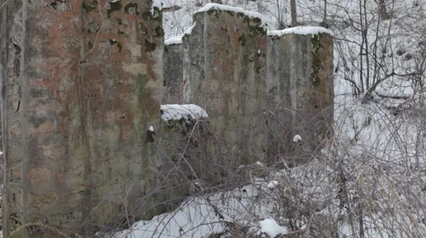 Abandoned Building in Woods in Winter Stock Footage 46970408